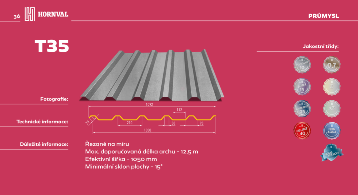Hornval Trapézový plech T35 MAX Super Plus 35 Polyester Gloss